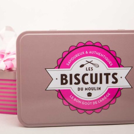 boite métal biscuits du moulin spécialité ariégeoise, produits du terroir ariege